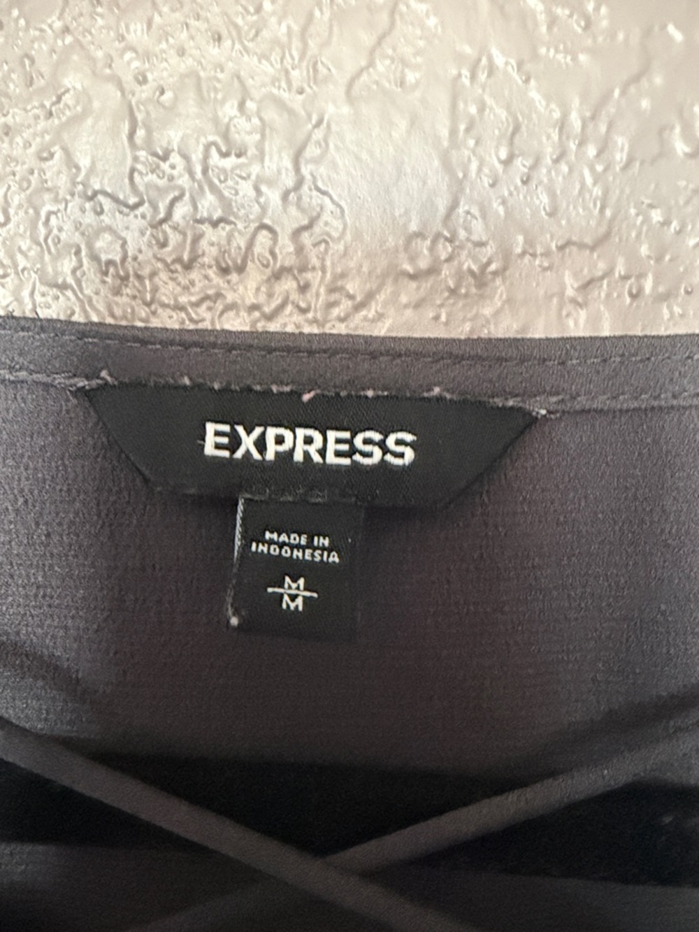 Express Gray Short-Sleeve Blouse with Cross Strap - Picture 2 of 5